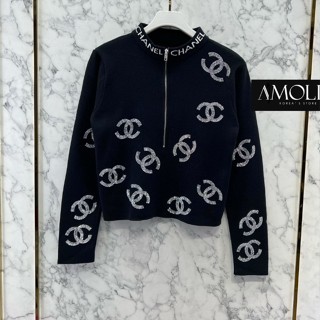 2สี ♥ เช็คสินค้าก่อนสั่ง JACKET CHANEL KNITT แจ็คเก็ต เสื้อแขนยาว ผ้านุ่มนิ่ม ซิปหน้าแต่งเพชร ชาแนล