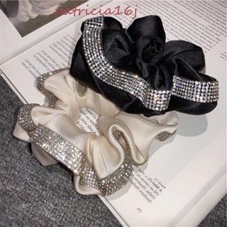 Apatricia16j Bling Scrunchies ยางรัดผม สไตล์เกาหลี หรูหรา เครื่องประดับผม ผ้าปาร์ตี้ สีพื้น