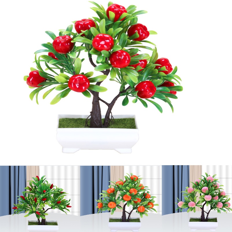 (ดอกไม้ + กระถางดอกไม้) ดอกไม้ปลอม ไม้ประดับ กระถางต้นไม้บอนไซปลอม สีเขียว พร้อมกระถางจําลอง สร้างสรรค์ สําหรับตกแต่งบ้าน ห้องนั่งเล่น สํานักงาน