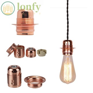 Lonfy Edison E27 ซ็อกเก็ตหลอดไฟ โลหะผสม พร้อมแหวน แกนเซรามิค สกรูฐานโคมไฟ DIY