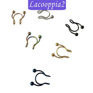 [Lacooppia2] จิวจมูก สเตนเลส รูปตัว U หลากสี สําหรับผู้ชาย ผู้หญิง 6 ชิ้น