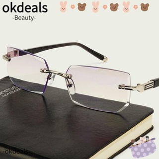 Okdeals แว่นตาอ่านหนังสือ กรอบสี่เหลี่ยม เรียบง่าย สไตล์วินเทจ ป้องกันแสงสีฟ้า สําหรับสํานักงาน