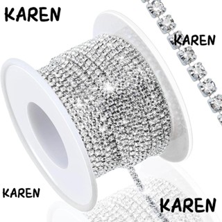 Karen พลอยเทียม คริสตัล SS6 2 มม. 10 หลา สีเงิน สําหรับตกแต่งเครื่องประดับ DIY