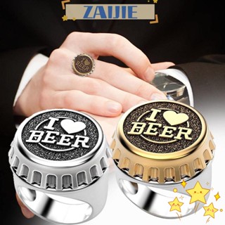 Zaijie24 แหวนโลหะ รูปขวดเบียร์ I Love Beer สีเงิน สีทอง สําหรับเจ้าสาว