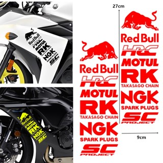 สติกเกอร์สะท้อนแสง ลาย Red-bull HRC MOTUL RK NGK SC PROJECT สําหรับติดตกแต่งรถจักรยานยนต์ จํานวน 2 ชิ้น