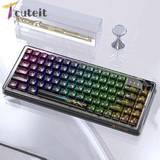 Tcuteit คีย์บอร์ดเกมมิ่งไร้สาย RGB 2.4G K75 สําหรับ PC แล็ปท็อป