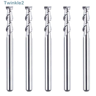 Twinkle ดอกกัดเอ็นมิล 2 แฉก สีเงิน อะลูมิเนียมอัลลอย 1/8 นิ้ว ยาว 1-1/2 นิ้ว สําหรับงานไม้ 5 ชิ้น