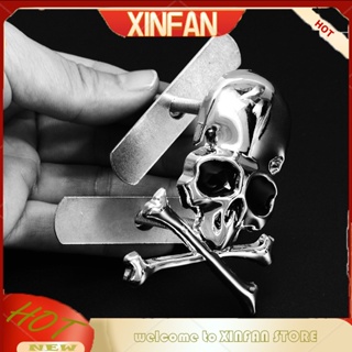 Xinfan สติกเกอร์โลหะ รูปกะโหลก โครงกระดูก 3D สําหรับติดกระจังหน้ารถยนต์ 1 ชุด