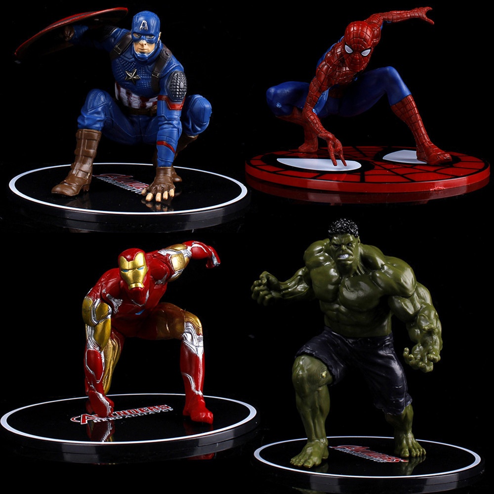 9-13.5cm Movie Marvel Avengers Spider Man Iron Man The Incredible Hulk Captain America Pvc Model Toy