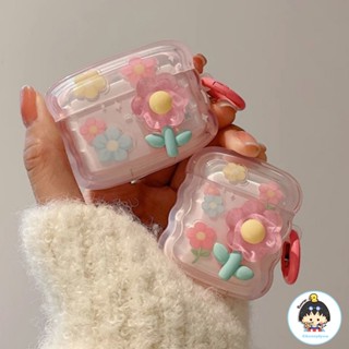 เคสซิลิโคนใส แบบนิ่ม ลายดอกไม้ 3D กันกระแทก สําหรับ AirPods 1 2 3 Pro 2