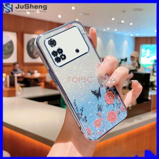 Jusheng เคสโทรศัพท์มือถือ ลายผีเสื้อกระพริบ สําหรับ Poco M4 Pro 4G MMHY