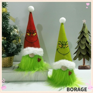 Borag ตุ๊กตาโนมไร้หน้า ขนนิ่ม สีเขียว สําหรับตกแต่งบ้าน เทศกาลคริสต์มาส