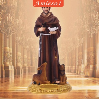 [Amleso1] ฟิกเกอร์เรซิ่น รูปปั้น Saint Francis สําหรับตกแต่งบ้าน