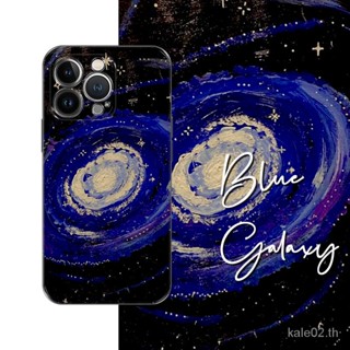 เคสโทรศัพท์มือถือ ลายภาพวาดสีน้ํามัน รูปกาแล็กซี่ สีฟ้า สีม่วง สําหรับ iPhone 14pro 13