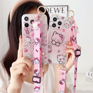 Lwy เคสโทรศัพท์มือถือนิ่ม ลายการ์ตูนเฮลโล คิตตี้ พร้อมสายคล้องคอ สําหรับ Oppo A1k A17 A16 A16s A16K A16e A54 A12 A12e A7 A5s A3s Ax5 A5 A31 A9 2020 A5 2020 A15 A15s A35 A53 A33 A52 A92 A37 A57 A39 A71 A83 เคส