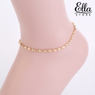 Ellastore123 สร้อยข้อเท้าโลหะ จี้รูปหัวใจ เหมาะกับเดินชายหาด แฟชั่นฤดูร้อน สําหรับผู้หญิง