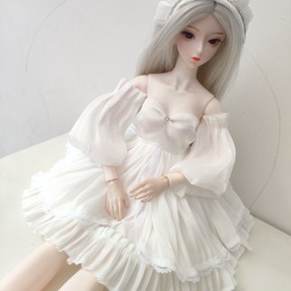 (ขายเฉพาะเสื้อผ้า) เสื้อผ้าตุ๊กตา Bjd 1/3 1/4 1/6 Headwear + ชุดเดรส + กระโปรง
