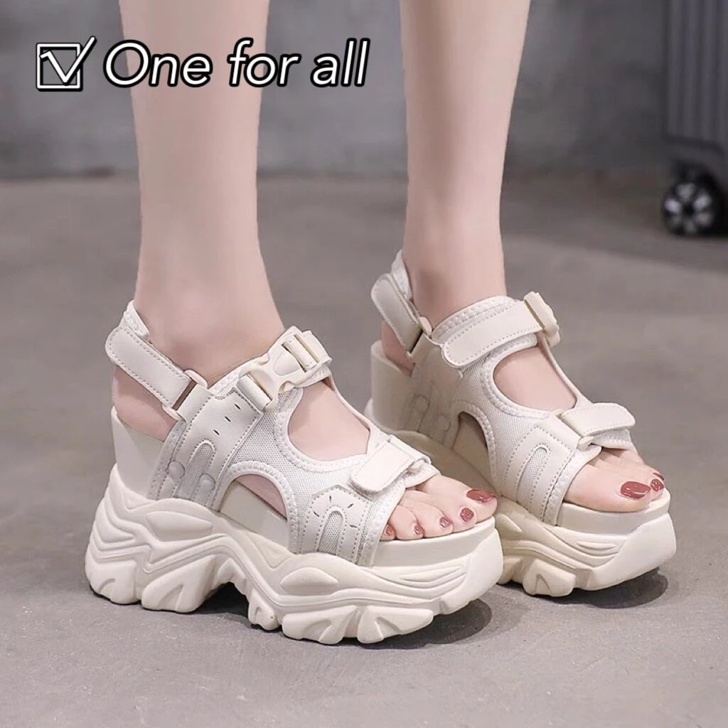 One for all พร้อมส่งจากไทย NEW TX490 รองเท้าส้นตึกผู้หญิง ส้นหนา 4 นิ้ว การออกแบบพิเศษ ใส่ได้2แบบ เบาสบาย (Size 35-39)