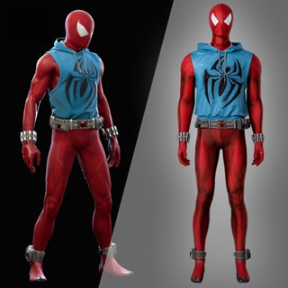 ชุดบอดี้สูทคอสเพลย์ Marvel Spider-Man Scarlet Spiders แบบเต็มตัว พร้อมเสื้อกั๊ก และอุปกรณ์เสริม