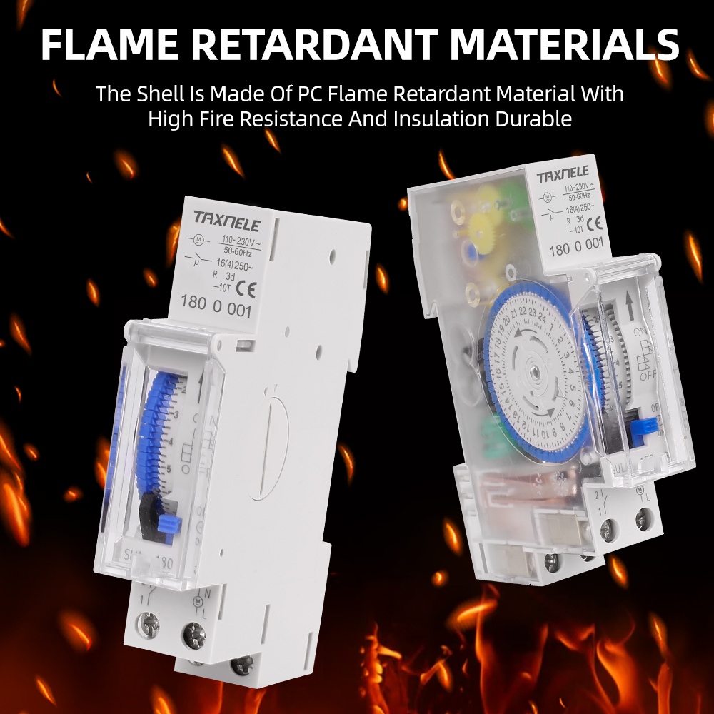 Taxnele AC 110V AC 220V 16A SUL180a Timer Switch 24 ชั่วโมงรีเลย์ 35 มม.ราง Din Mechanical Time Switch - รูปที่ 2