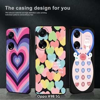 เคสโทรศัพท์ซิลิโคน TPU แบบนิ่ม กันกระแทก ลายหัวใจ สําหรับ OPPO A17 A57 A77 2022 4G A58 A36 A76 A77S A78 A98 5G