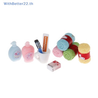 Withbetter ชุดแปรงสีฟัน ยาสีฟัน ผ้าขนหนู แชมพู สําหรับบ้านตุ๊กตา 1:12