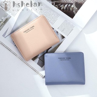 Hshelan กระเป๋าสตางค์ ใบสั้น หนัง PU มีสไตล์ Forever Young Dompet