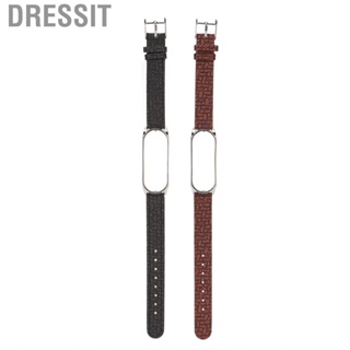 Dressit Leather Watch Straps  Soft Strap Breathable Braided Pattern for Xiaomi Mi Band 5