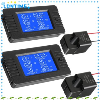 Lontime เครื่องตรวจสอบพลังงานดิจิทัล AC 80-260V มัลติมิเตอร์ AC 80-260V พร้อมหม้อแปลงแยกแกน 100A 2 ชิ้น