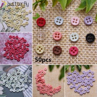 Buttterfly กระดุม ขนาดเล็ก สีแคนดี้ สําหรับตุ๊กตา DIY 50 ชิ้น