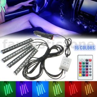 ขายดี แถบไฟ LED 12 ดวง 5050 SMD RGB IP65 14 ซม. หลากสี พร้อมรีโมตคอนโทรลไร้สาย สําหรับติดรถยนต์ 4 ชิ้น