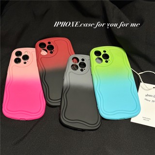 เคสโทรศัพท์มือถือ ซิลิโคนนุ่ม ไล่โทนสี ฟ้า เขียว ชมพู 3D สําหรับ iPhone 11 12promax 13 12 13promax 14promax 12pro 13pro 14Pro