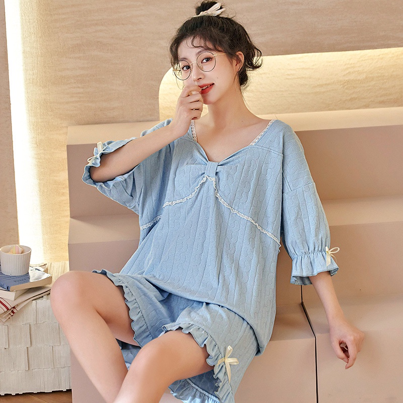 ชุดนอนแขนสั้น ผ้าฝ้ายถัก ทรงหลวม สไตล์เกาหลี น่ารัก - namisexyshop ...