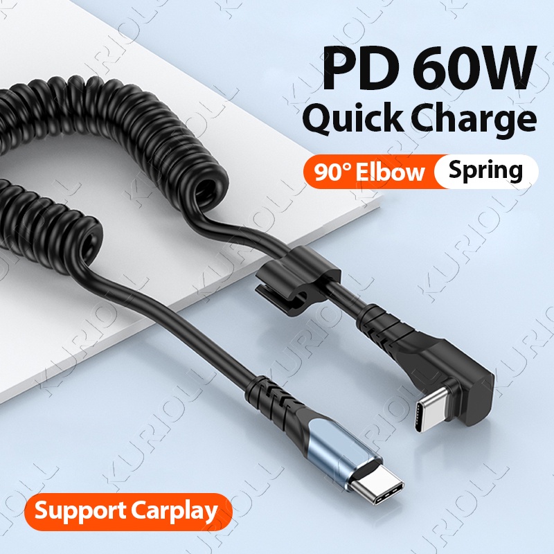 สายชาร์จ USB Type C 60W 90 องศา PD 3A ชาร์จเร็ว สําหรับ Samsung S23 USB C เป็น Type C