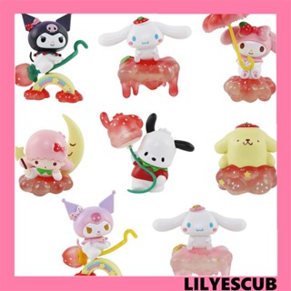 Lilyescub โมเดลฟิกเกอร์ PVC รูปการ์ตูนสตรอเบอร์รี่ Kuromi Sweet Strawberry Series ของเล่นสําหรับเด็ก