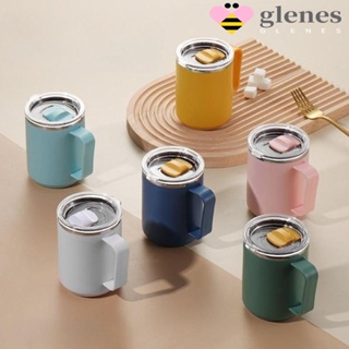 Glenes แก้วกาแฟสเตนเลส มีฉนวนกันความร้อน สองชั้น พร้อมฝาปิด แบบพกพา 450 มล. สําหรับสํานักงาน