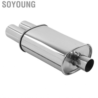 Soyoung Dual Muffler  Universal Stainless Steel Straight Through Polished Car Exhaust 2.5in Inlet for Modification