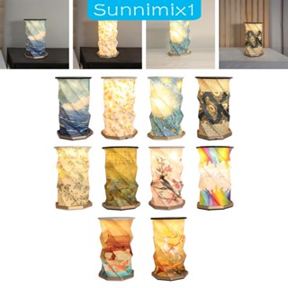 [Sunnimix1] โคมไฟตั้งโต๊ะ LED กระดาษ อบอุ่น สําหรับตกแต่งโต๊ะอ่านหนังสือ