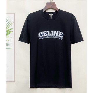 Ce1ine เสื้อยืดคอกลม แขนสั้น ผ้าฝ้าย ปักลายโมโนแกรม สําหรับผู้ชาย S-4XL