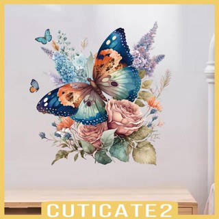 [Cuticate2] สติกเกอร์ติดผนัง ลายดอกไม้ ผีเสื้อ สําหรับห้องนอนเด็กผู้หญิง ห้องนั่งเล่น