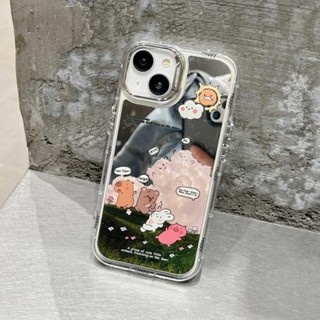 เคสโทรศัพท์ซิลิโคน Tpu แบบนิ่ม ลายการ์ตูนหมีบราวน์ ชุบไฟฟ้า สําหรับ iPhone 15 14 13 12 11 Pro MAX