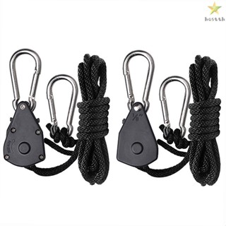 Durable Hanging Rope with Carabiner Hook Clip - 2-Pack Ratchet Tie Down for Grow Light and Luggage Strap