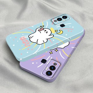 เคสโทรศัพท์มือถือ PC แข็ง ปิดด้านหลัง เนื้อเงา ลายผีน่ารัก สําหรับ Infinix Hot 12 Play Hot 10 Play 11 9 Note 12 Smart 6 TECNO Pova Neo