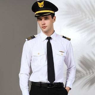 [Fashion] Pilot Professional Wear Air Uniform เสื้อเชิ้ตแขนยาว เหมาะกับใส่ทํางาน แฟชั่นฤดูร้อน สําหรับผู้ชาย✈ชุดยูนิฟอร์มกัปตันล้อยาว เครื่องแต่งกายแฟชั่น