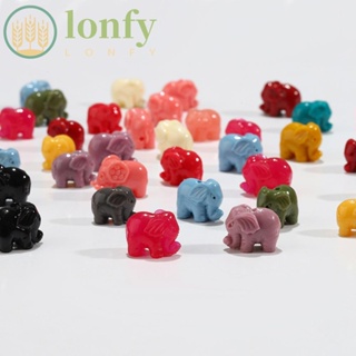 Lonfy จี้ลูกปัดเรซิ่น รูปช้าง 15X11 มม. หลากสี 90 ชิ้น สําหรับสร้อยคอ