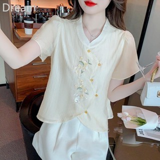 Bubble Sleeve short shirt womens summer aging design sense Xiaozhong new Chinese style short sleeve shirt