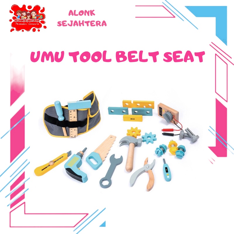 Kayu [ALONKS] Umu tool Belt Set - ของเล่นไม้ - ของเล่นเด็กช่างไม้ ค้อนเลื่อยไม้ กล่องเครื่องมือ STEM