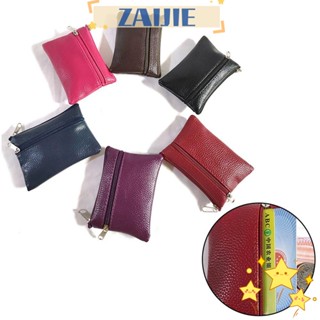 Zaijie24 กระเป๋าสตางค์ หนัง PU มีซิป สีพื้น ใส่เหรียญได้