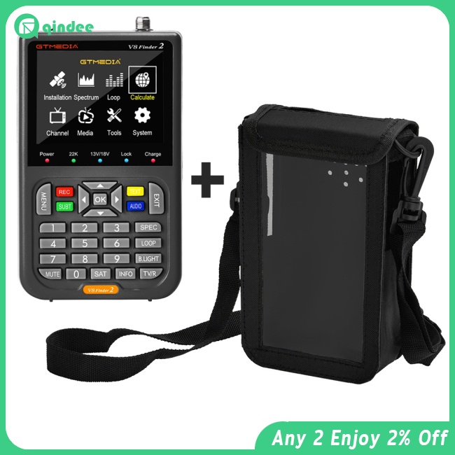 Qindee GTMedia V8 Finder2 เครื่องวัดสัญญาณดาวเทียม แบตเตอรี่ในตัว 4000mAh HD 1080P 3.5 นิ้ว LCD