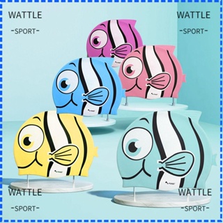 Wattle หมวกว่ายน้ํา ซิลิโคน ยืดหยุ่น ลายการ์ตูนสัตว์น่ารัก สําหรับเด็กผู้ชาย และเด็กผู้หญิง